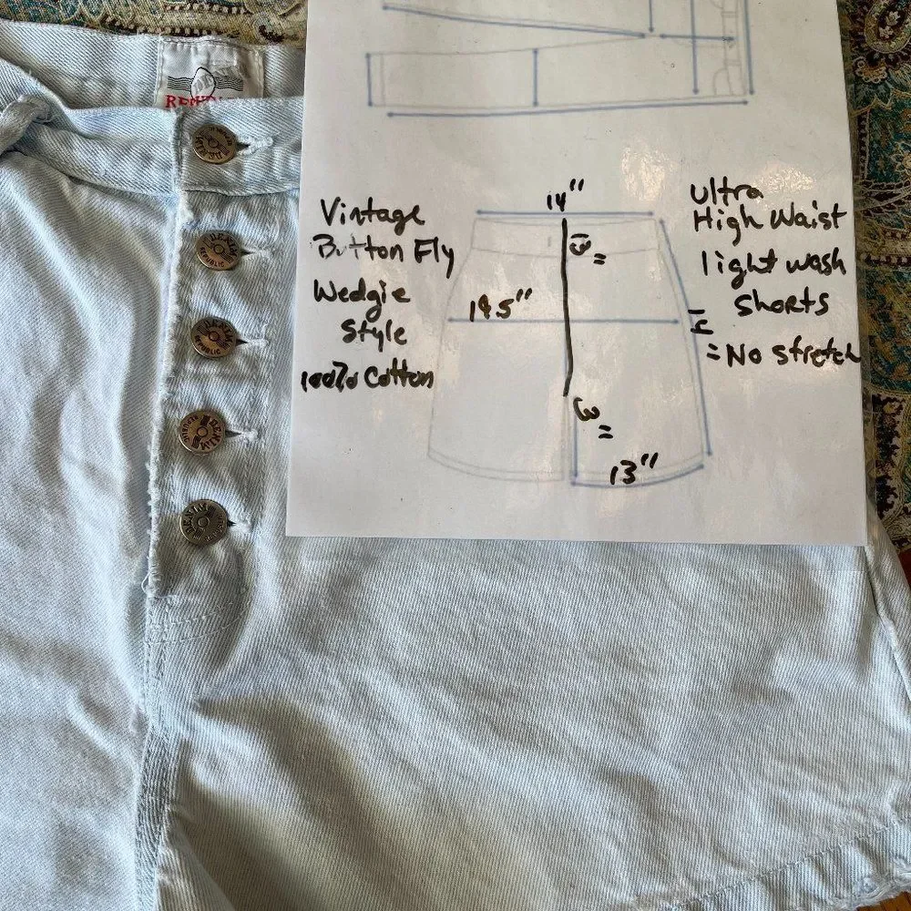 Republic Denim High Rise Button Fly Shorts Light Wash Baggy Vintage 90s 11 12